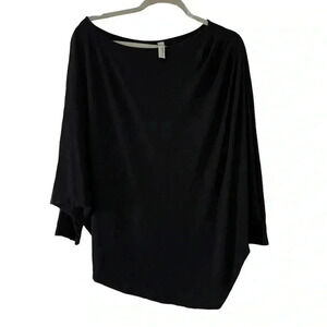 Loveappella Black asymmetrical dolman sleeved top Size L